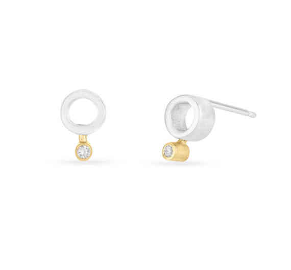Diamond Circle Stud Earrings