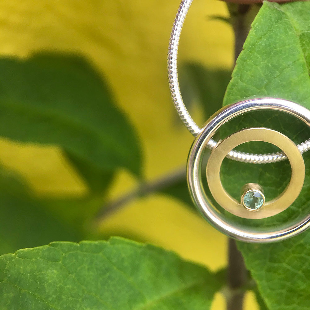 Gold Halo Birthstone Pendant Alexandrite